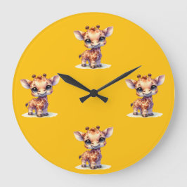 Niedliche Babygiraffe mit Wasserfarbe Uhr
