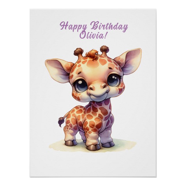 Niedliche Babygiraffe Poster (Vorderseite)