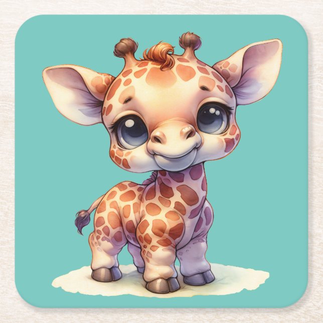 Niedliche Babygiraffe Rechteckiger Pappuntersetzer (Vorderseite)