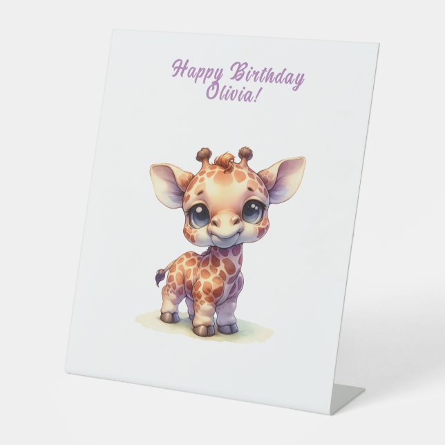 Niedliche Babygiraffe Sockelschild (Vorderseite)