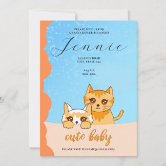 niedliche Babykatze, Babydusche Einladung