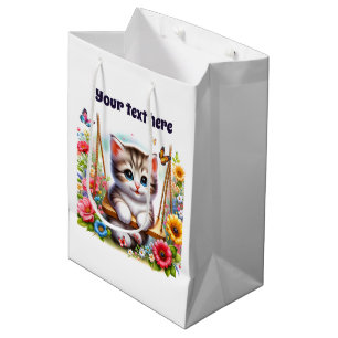 Niedliche Babykatze individuell anpassbar Mittlere Geschenktüte
