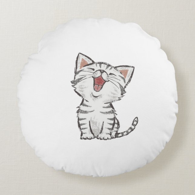 Niedliche BabyKatze Rundes Kissen (Vorderseite)