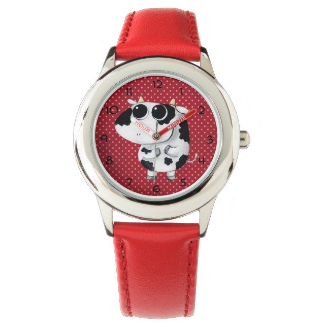 Niedliche Babykuh Armbanduhr (Vorderseite)