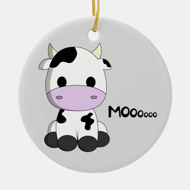 Niedliche Babykuh-Cartoonkinder Keramik Ornament (Vorne)
