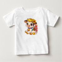 Niedliche Babykuh mit Blume Tshirt