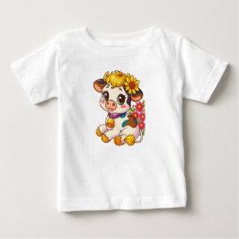 Niedliche Babykuh mit Blume Tshirt