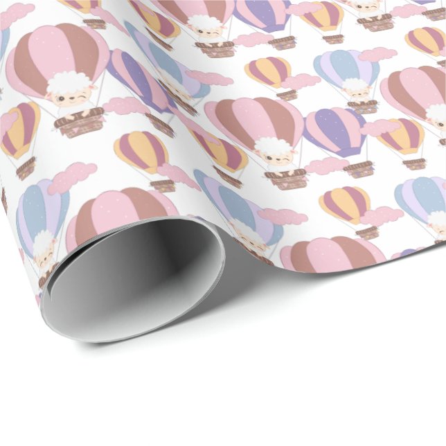 niedliche Babymädchen mit Kachelmuster Babydusche Geschenkpapier (Rolleneckpunkt)