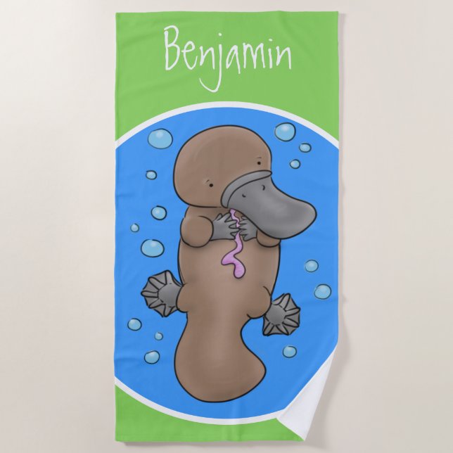 Niedliche Babyplatypus-Abbildung Strandtuch (Vorderseite)