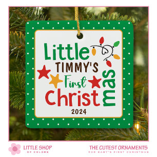 Niedliche Babys Erstes Weihnachtsfest Foto Keramikornament