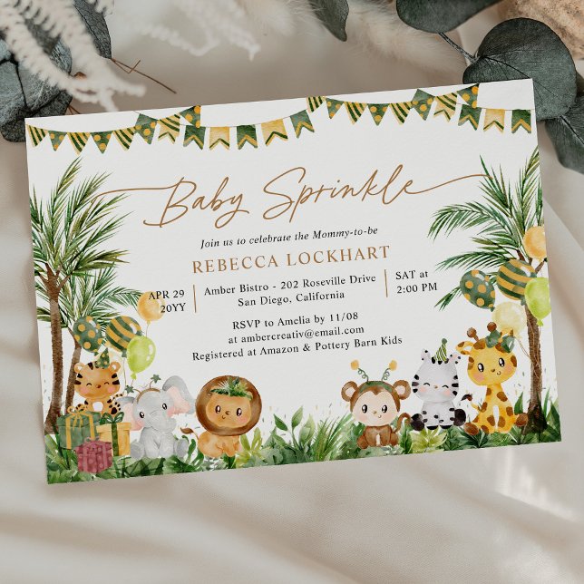 Niedliche Babys Jungle Party Thema Baby Sprinkle Einladung (Von Creator hochgeladen)
