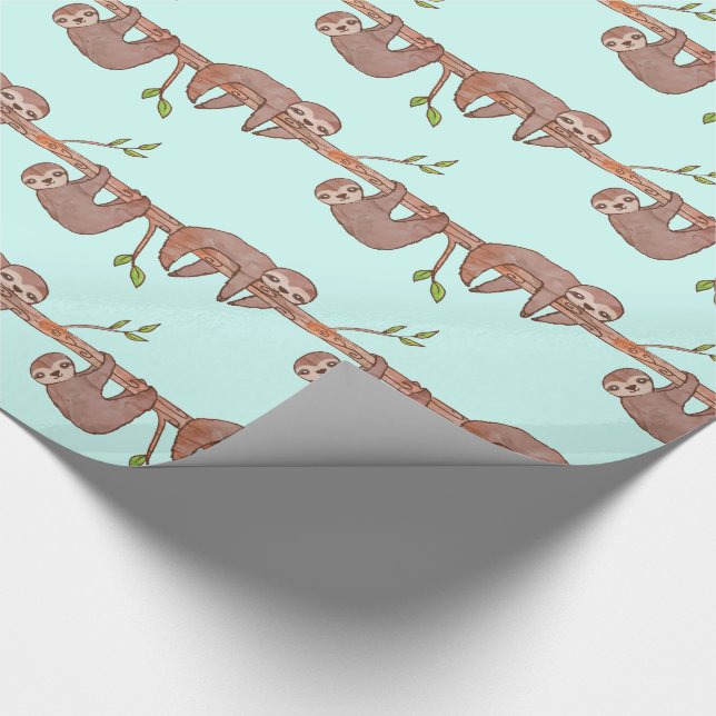 Niedliche Babysäulen mit Aquarellfarbe auf Baummus Geschenkpapier (Ecke)