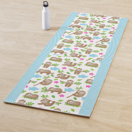 Niedliche Babyschläger mit blauen weißen Polka-Pun Yogamatte