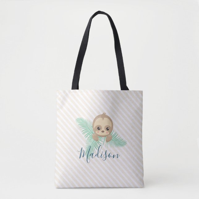 Niedliche Babysloth-Monogramm-Taschen-Tasche Tasche (Vorderseite)