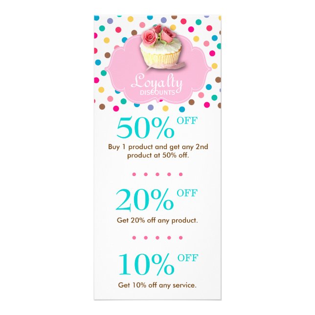 Niedliche Bäckerei Cupcake Discount Polka Dot 2 Werbekarte (Vorne)