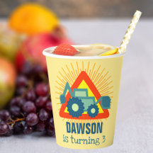 Niedliche Backhoe Gelbe Jungen Geburtstag 3 Jahre 