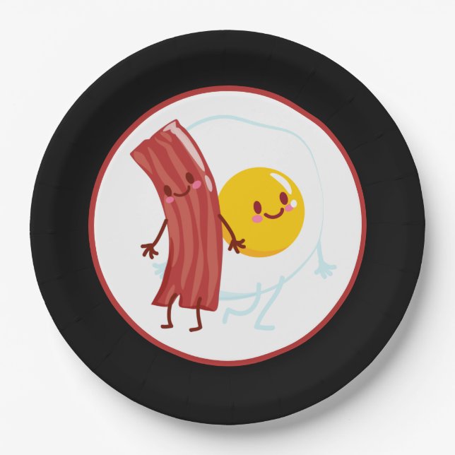niedliche Bacon Eier Frühstück Pappteller (Vorderseite)