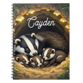 Niedliche Badger-Familie Personalisiert Notizblock