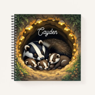 Niedliche Badger-Familie Personalisiert Notizbuch