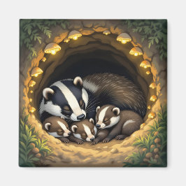 Niedliche Badger Family Napping Magnet