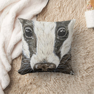 Niedliche Badger Wildnis - Natur Portrait Kissen