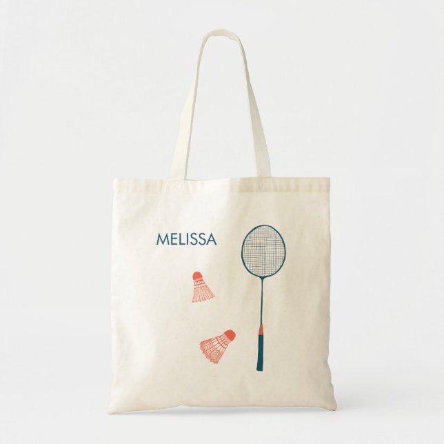 Niedliche Badminton-Illustration anpassen Totbeute Tragetasche (Vorne)