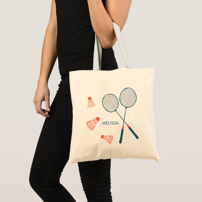 Niedliche Badminton-Illustration anpassen Totbeute Tragetasche (Vorderseite (Produkt))