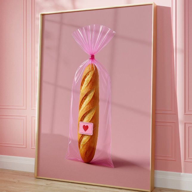 Niedliche Baguette Art Print, gemütliche Trendy Br Poster (Trendy Bread art)