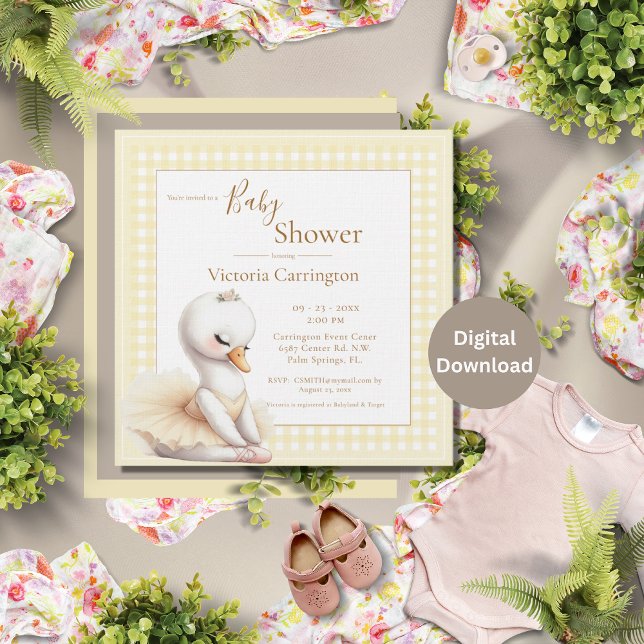 Niedliche Ballerina Gelbe Karierte Babydusche Einl (Von Creator hochgeladen)