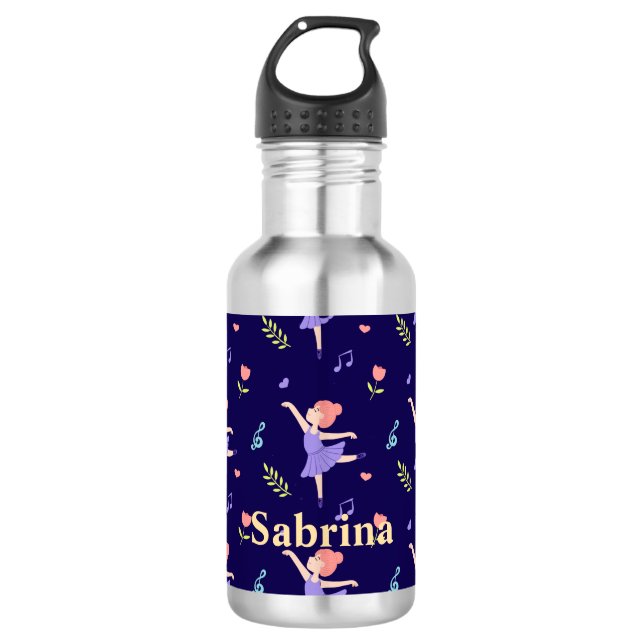 Niedliche Ballerina Girls' Personalisiert Edelstahlflasche (Vorderseite)