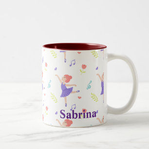 Niedliche Ballerina Girls' Personalisiert Zweifarbige Tasse