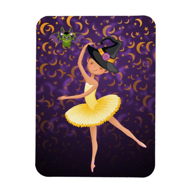 Niedliche Ballerina Halloween Bat and Moons Ballet Magnet (Vertikal)