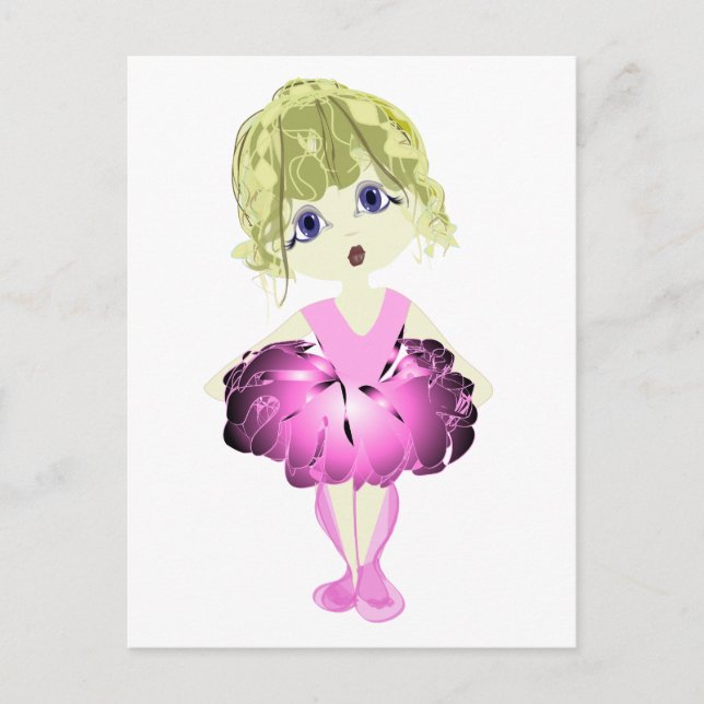 Niedliche Ballerina in rosa Tutu Postkarte (Vorderseite)