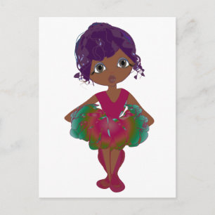 Niedliche Ballerina in Rot und Grün Tutu Kunst Postkarte
