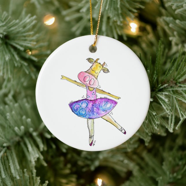 Niedliche Ballerina Kuh Keramik Ornament (Baum)
