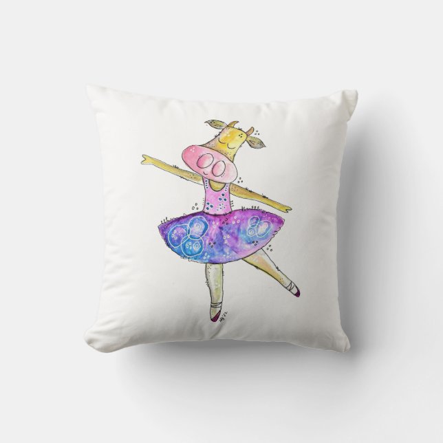 Niedliche Ballerina Kuh Kissen (Vorderseite)