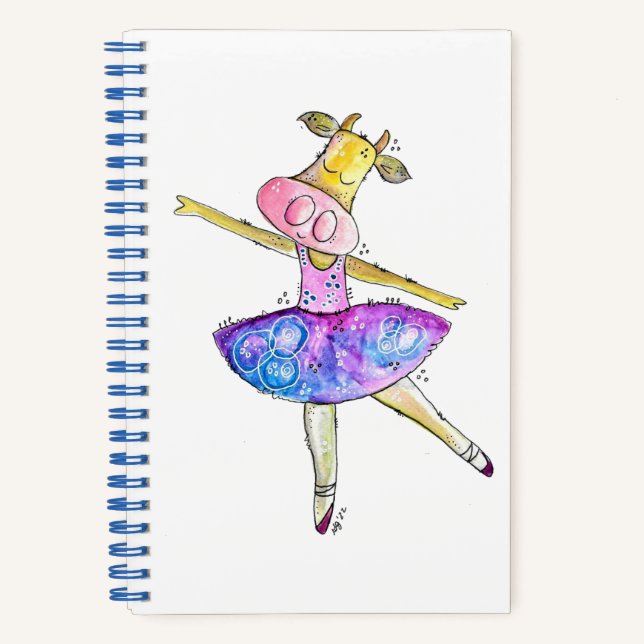 Niedliche Ballerina Kuh Notizbuch (Vorderseite)