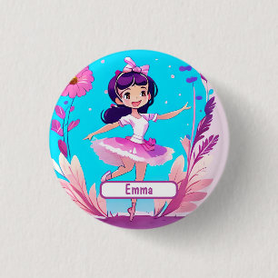 Niedliche Ballerina mit individualisierbarem Namet Button