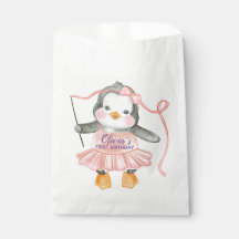 Niedliche Ballerina Pinguin Pink 1. Geburtstag Par