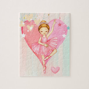 Niedliche Ballerina Stars und Hearts Jigsaw Puzzle