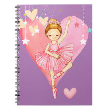 Niedliche Ballerina Sterne und Herzen Lila