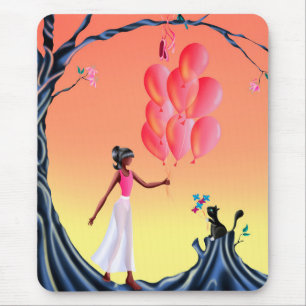 Niedliche Ballerina und Cat Sunset Mousepad