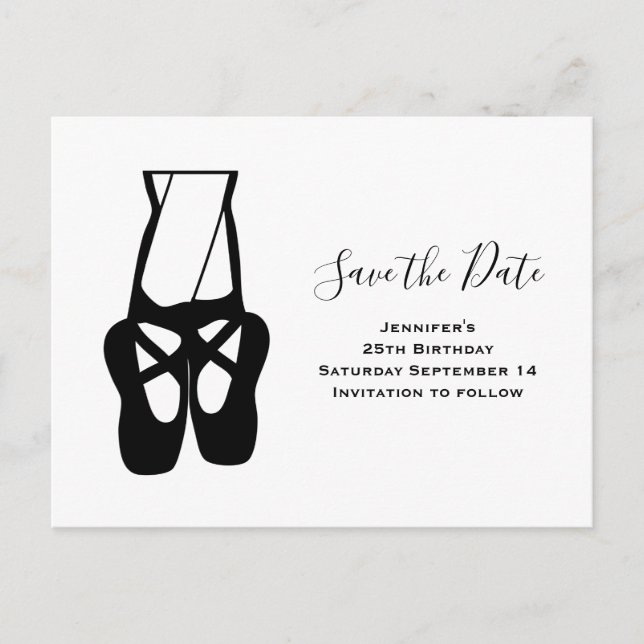 Niedliche Ballet Dancer Beine & Slippers Save the  Einladungspostkarte (Vorderseite)