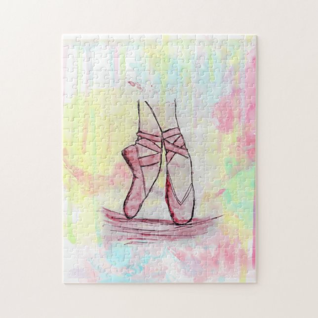 Niedliche Ballet Schuhskizze Wasserfarbe Handgezei (Vertikal)