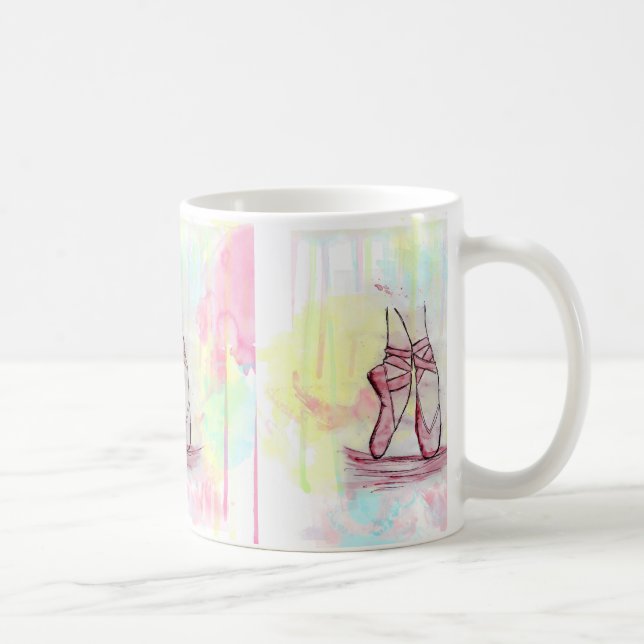 Niedliche Ballet Schuhskizze Wasserfarbe Handgezei Kaffeetasse (Rechts)