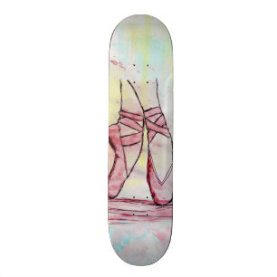 Niedliche Ballet Schuhskizze Wasserfarbe Handgezei Skateboard