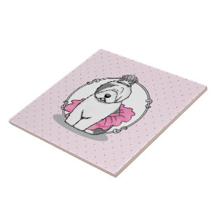 Niedliche Ballettprinzessin Alt-Englisch Sheepdog Fliese