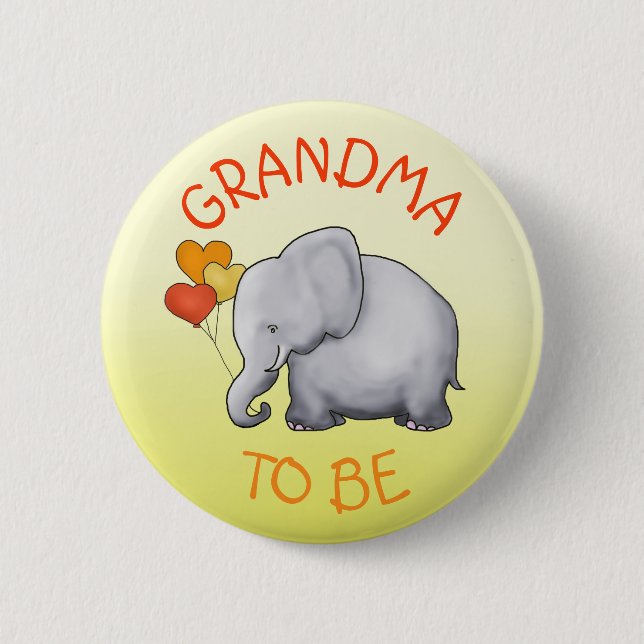 Niedliche Ballon-Elefant-Baby-Dusche Button (Vorderseite)