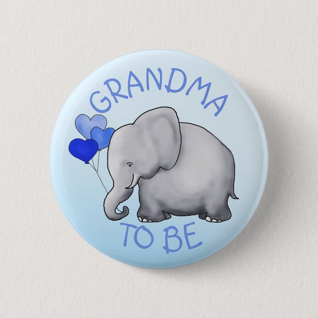 Niedliche Ballon-Elefant-Baby-Dusche Button (Vorderseite)