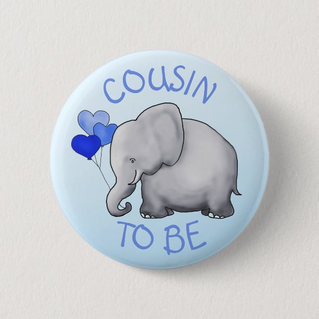 Niedliche Ballon-Elefant-Baby-Dusche Cousin-Zu-Ist Button (Vorderseite)